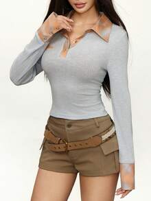 INAWLY Women's Casual Long Sleeve Collared T-Shirts - Multicolor - View 6