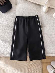 1pc Young Boys' Casual Sports Pants, Straight Leg, Soft & Comfortable, With Drawstring Decoration, Suitable For Daily Wear, School, Outdoor, Sports, Spring/Summer/Autumn/Winter - Black - View 6