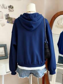 Resyla 1pc Women's Fashionable Casual Embroidered Sweatshirt With 2 In 1 Design - Multicolor - View 2