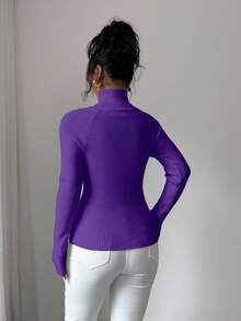 SHEIN LUNE Y2K 优雅户外针织套头毛衣，适合通勤、度假和日常穿着 - Bold Plum - 查看 2