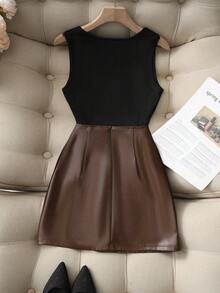 Franclia 女士优雅通勤针织两件套，包括女士优雅修身上衣和女士通勤中长裙，秋冬季 - 彩色 - 查看 3