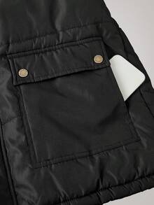 Officeau Men's Winter Padded Coat, Thermal Lined, Thickened Padded Coat With Fur Collar And Hooded Zipper - Black - View 3