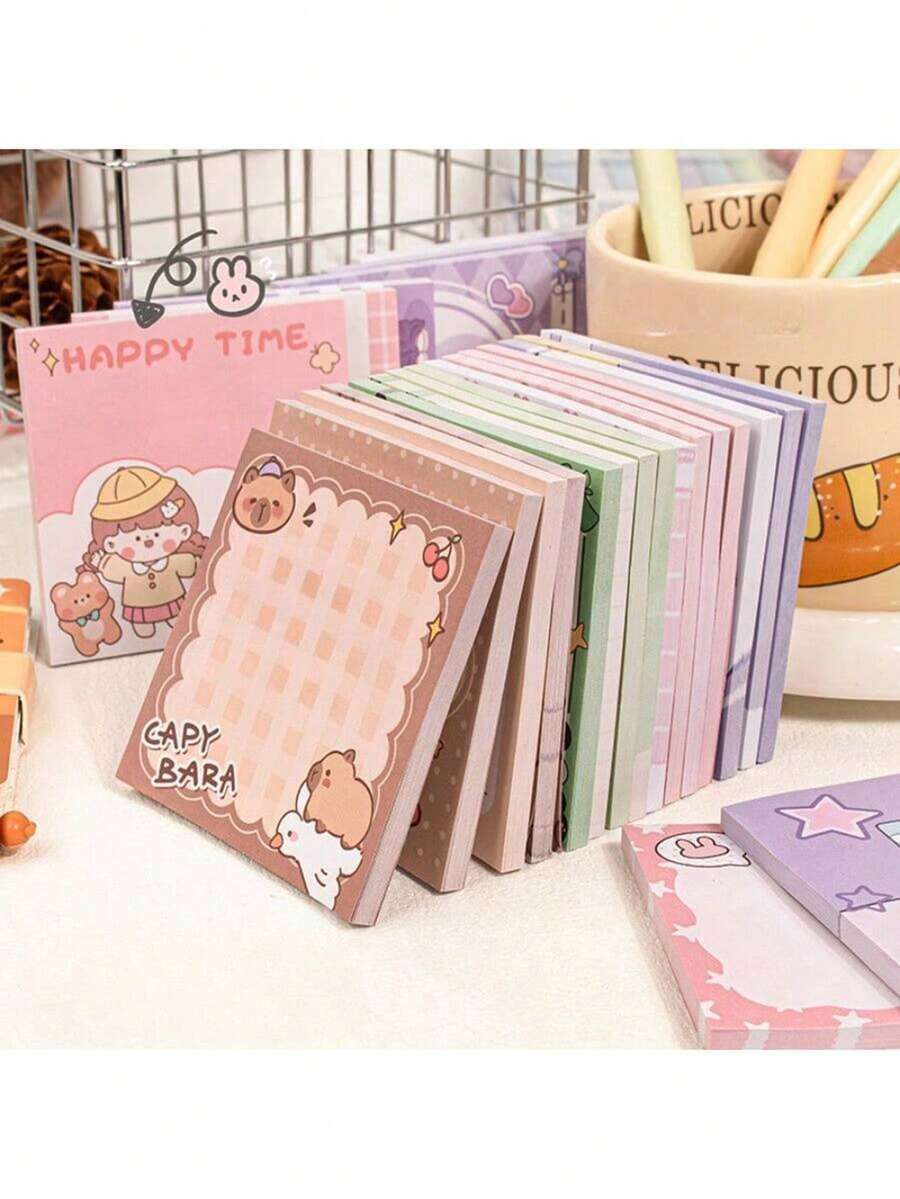 1pc Various Cute Notes | Cartoon Notebook Styles For Diary And Information, Randomly Sent - Multicolor - View 1