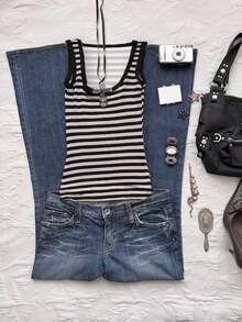 Glimmora 女士休闲条纹背心，夏季 - 彩色 - 查看 1