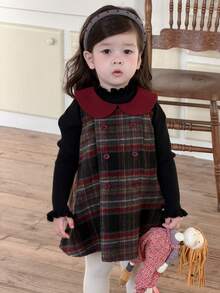 DAZY Toddler Girls' Plaid Sleeveless Layered Dress, Autumn/Winter - Red - View 8