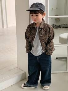 DAZY Toddler Boys' Washed Korean Casual Street Denim Jacket - Camel - View 5