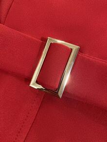 Franclia 秋冬季抹胸上衣，紧身腰身迷人女士抹胸衬衫 - 紅色 - 查看 3