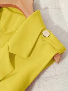 SHEIN PETITE Petite Women Minimalist Commuter Sleeveless Vest Blazer - Yellow - View 3