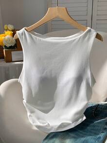 SHEIN EZwear 春/夏季純色簡約加棉紮紮背心