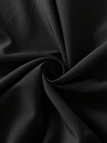 Elaquor 大码女式纯色圆领荷叶边下摆休闲连衣裙 - 黑色 - 查看 3