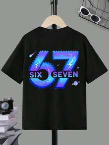 男童棉质套头短袖T恤 - 黑色 - 查看 2