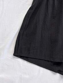 Soleia WYWH 女式镂空前系带橄榄绿色休闲海滩波西米亚音乐节夏季连体裤，百搭 - 黑色 - 查看 3