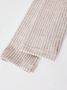 Sparklyn 少女灰色罗纹针织长袖连体裤，前开襟设计 - 卡其色 - 查看 7