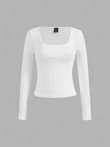 SHEIN EZwear 3件套短袖露脐休闲修身T恤，女士款，适合春秋季穿着 - 白色 - 查看 7