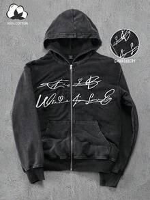 PAVTROS 男士复古时尚长袖连帽拉链卫衣 - 黑色 - 查看 2