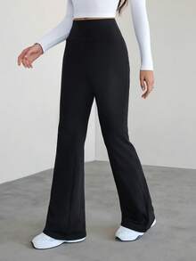 SHEIN Tall 女士宽腰喇叭裤 - 黑色 - 查看 2