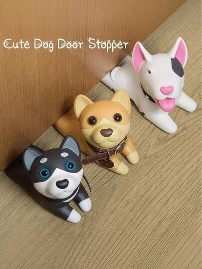 Tope de puerta de goma con diseño de gato o perro de dibujos animados, Semk, Bloque amortiguador anti-colisión, Accesorio para el hogar, Cuña de puerta