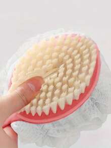 2pcs Long Handle Bath Brush, Pink/Blue Back Scrubber For Exfoliating & Shower Cleaning, Multi-Purpose Body Care Tool - Blue - View 2