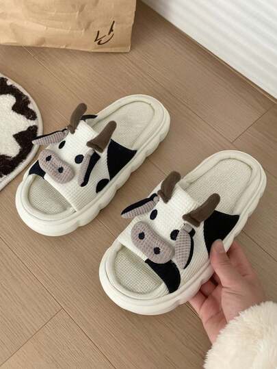 Zapatillas de felpa con diseño de animales de dibujos animados, cálidas y antideslizantes,., zapatillas de dormitorio de tela de muy buen gusto.