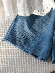 Genkimix Kids 2pcs/Set Young Girl Embroidered Ruffle Hem Vest Top And Blue Short, Spring To Summer Two Pieces Set For Girls Summer Dress Bohemian - Blue - View 7