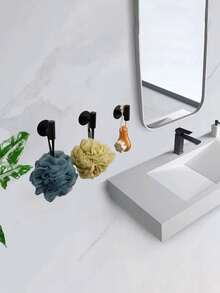 1个现代不锈钢浴室挂钩，耐用衣架，无需钻孔，防水防锈，时尚壁挂式毛巾和浴球架 - 彩色 - 查看 3