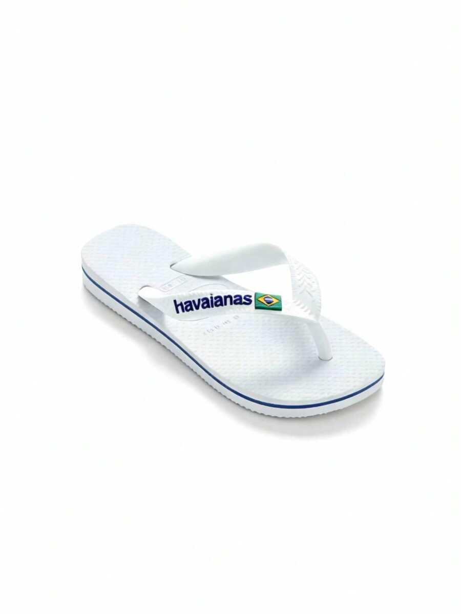Havaianas Brazil Logo Unisex Flip Flops Green Olive 4110850-5983 - White - View 1
