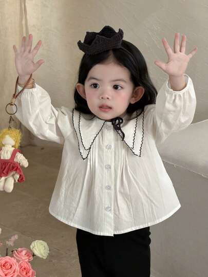 DAZY 女童休闲翻领长袖衬衫，春秋季