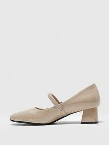 CUCCOO BIZCHIC Women's Square Toe Buckle Design Fashionable High Heels, Versatile For Daily Wear - Apricot - View 10