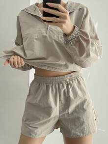 DAZY 女士户外运动连帽上衣和休闲短裤套装