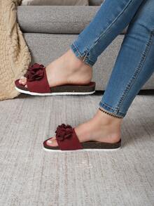 Sandalias Suela Gruesa y Adornos de Moda Para Dama - Wine - Ver 3
