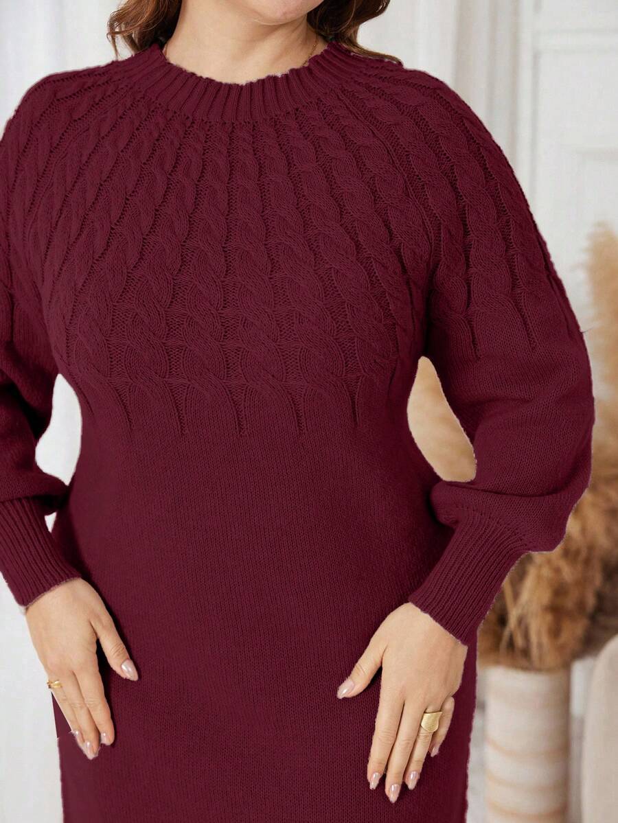 Lacomfia Robe décontracté en tricot de couleur unie, polyvalente, grande taille, automne/hiver