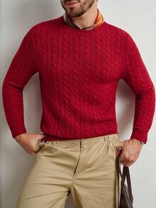 Manfinity CityGents 纯色圆领插肩针织休闲套头毛衣