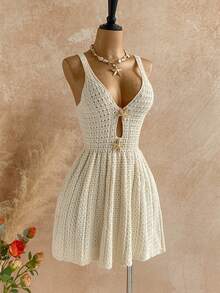 Soleia Women's Vacation Casual Starfish Decor Knit Dress Winter Clothes For Women  Winter Dress Christmas Dress New Year Dress White Dress New Year  Party Dress Beach Dress Elegant Dresses For Women Casual Dresses For Women White Dress For Women - Apricot - View 4