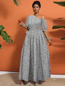 Lunelith SHEIN Lunessa 新款碎花斜肩高端女士长裙 - 彩色 - 查看 3