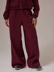 Musera Sport Sport Mid Rise Embroidered Slogan Wide Leg Tracksuit Bottoms Only Winter Activewear Sport Gym Workout - Navy Blue - View 1