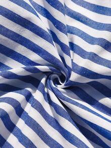 Vivid Eden 女士度假休闲条纹露背吊带连衣裙 - 藍色 - 查看 7