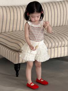 DAZY Baby Girl Elastic Waist Layered Ruffle Skort - White - View 3