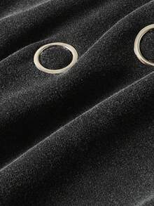 ROMWE MEN Men's Street Washed Copper Ring Hoodie - Black - View 4