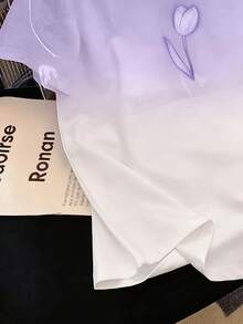 Resyla 热销款式，甜美渐变紫色郁金香女士短袖T恤，购物约会必备小众风格，时尚春夏之选 - 彩色 - 查看 4