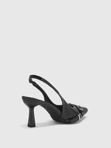 CUCCOO BIZCHIC Women's Pointed Toe Buckle Design Fashionable High Heels, Versatile For Daily Wear For Christmas - Black - View 9