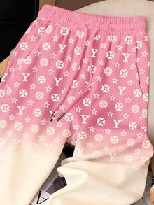 Resyla Y2K Retro American Gradient Floral Print Women Sweatpants - Pink - View 3