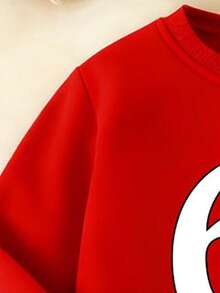 2pcs/Set Young BoyCasual Creative Digit 67 & Palm Print Round Neck Sweatshirt And Pants Cozy Fall & Winter Outfit - Multicolor - View 5