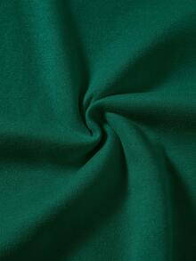 SHEIN EZwear Casual Minimalist Green Hooded Loose Fit Thick Sweatshirt For Women, Autumn/Winter - Dark Green - View 6