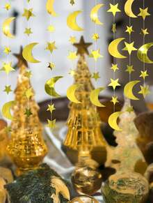 1PC Party Decor Glitter Double Sided 2M 4M Star Moon Garland Hanging Ornament For Wedding Birthday Celebration Atmosphere - Multicolor - View 2