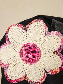 SoleilVie 女士休闲碎花针织圆领长袖开衩卫衣，春假外出上衣，Y2K 女装，2000 年代风格，Y2K 上衣，情人节 - 黑色 - 查看 7