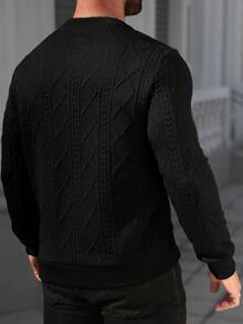 Manfinity CasualCool 男士圆领长袖卫衣，饰有皮革标签，适合秋冬季穿着，可搭配休闲外套或西装，适合休闲、用餐、约会、时尚沙龙、简约商务等场合，也适合正式或非正式场合，既可自穿，也可作为礼物赠送朋友。 - 黑色 - 查看 2