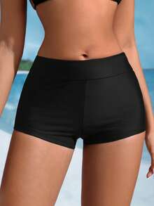 Swim SPRTY Women's Black Modest Swim Shorts,Summer Beach Holiday Bathing Suits Spandex Micro Swimwear Bottom For Cruise,Resort,Island,Boho Vacation - Multicolor - View 6