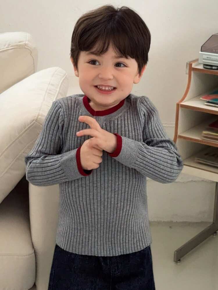 Baby Boys' Contrast Color 2 In 1 Long Sleeve Sweater, Autumn/Winter