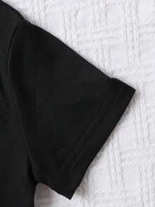 Jeune garçon Pull en coton T-shirt basique à manches courtes - Blanc - Voir 4