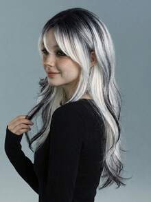 ROMWE Kawaii باروكة طبيعية طويلة متموجة مقاومة للحرارة من ألياف اصطناعية، مع غرة، متعددة الألوان 26 بوصة، طبيعية للاستخدام اليومي، ناعمة وواقعية (باستثناء الملحقات) - متعدد الألوان - مشاهدة 3